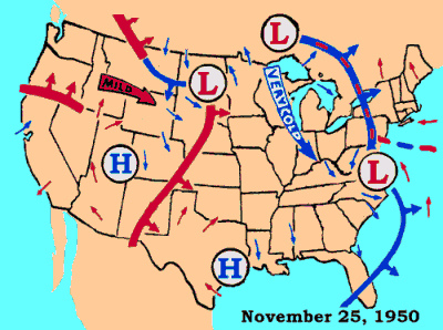 Weather Map for November 25, 1950