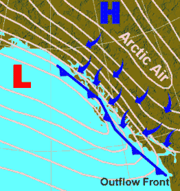Arctic Outflow Situation on Pacific Coast