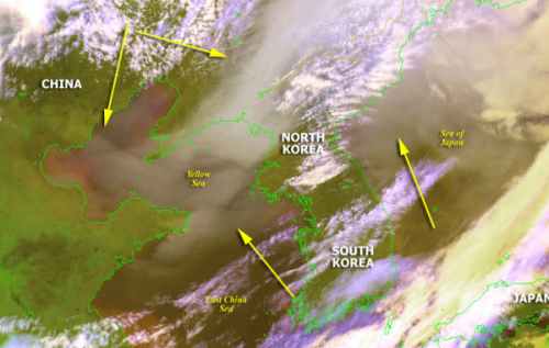 China Dust Storm from Space