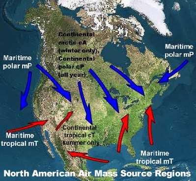 North American Air Mass Source Regions