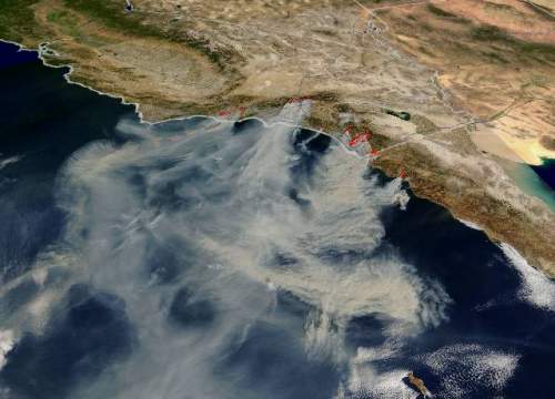 Smoke from CA fires, Oct 2003