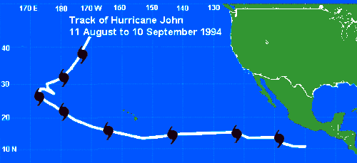 Track of Hurricane John 1994