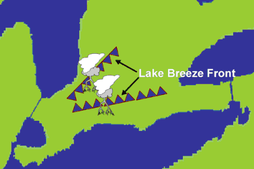 Lake Breeze Thunderstorm Forming along Lake Breeze Front